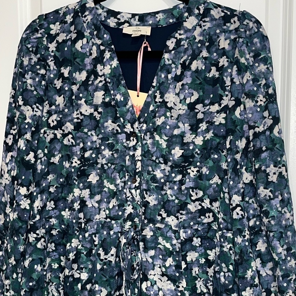 Entro Women’s SZ Small Babydoll Bubble Dress Floral Flowy Balloon Sleeve - Picture 4 of 5